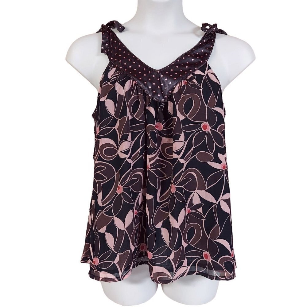 Mix It Women's Multicolor Floral Print V-Neck Tie Strap Blouse